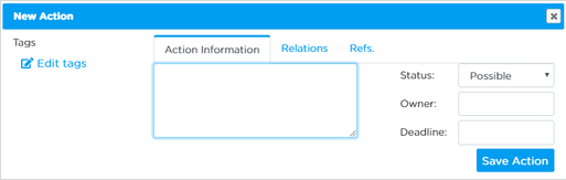 Pop-up for adding new action.