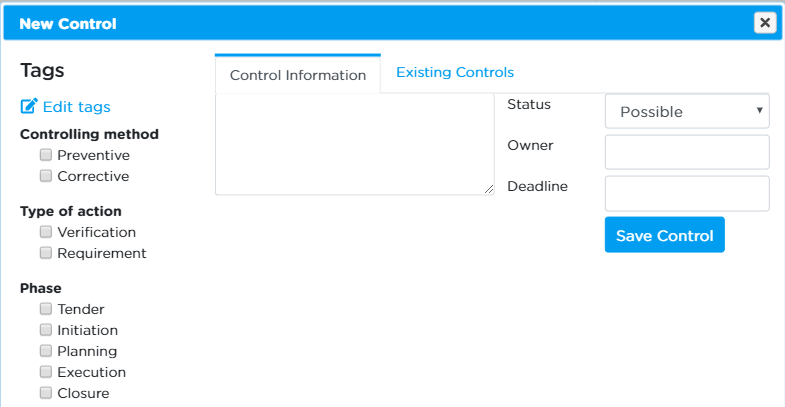 Adding a new control.