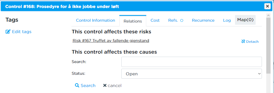 The relations of a control.