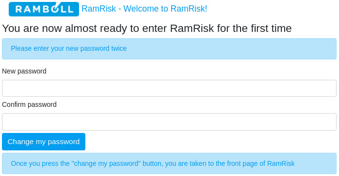Password form for new user.