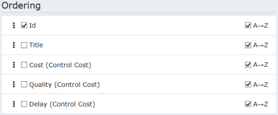 Controls Sorting