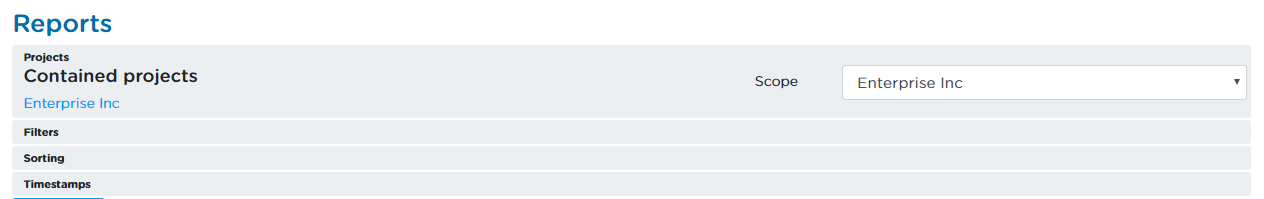 The Projects-container with list of contained project(s).