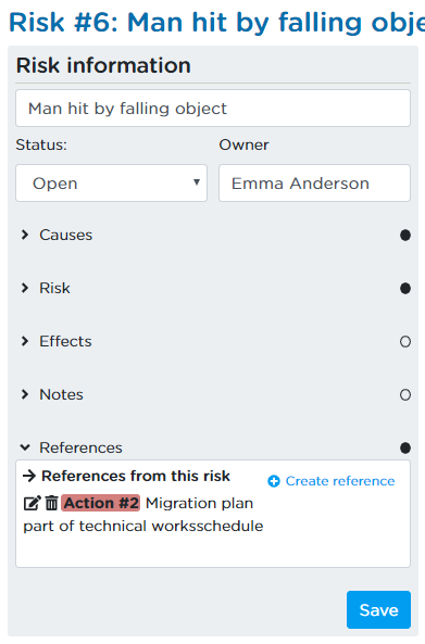 The references are clickable links, so that you can easily access the reference.