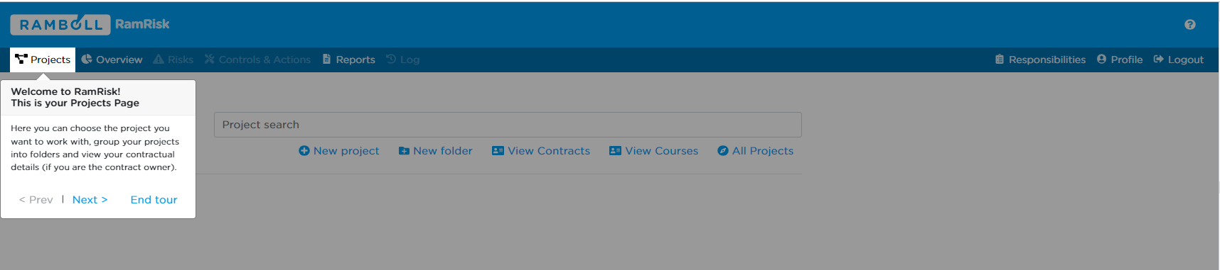 The RamRisk tour interface